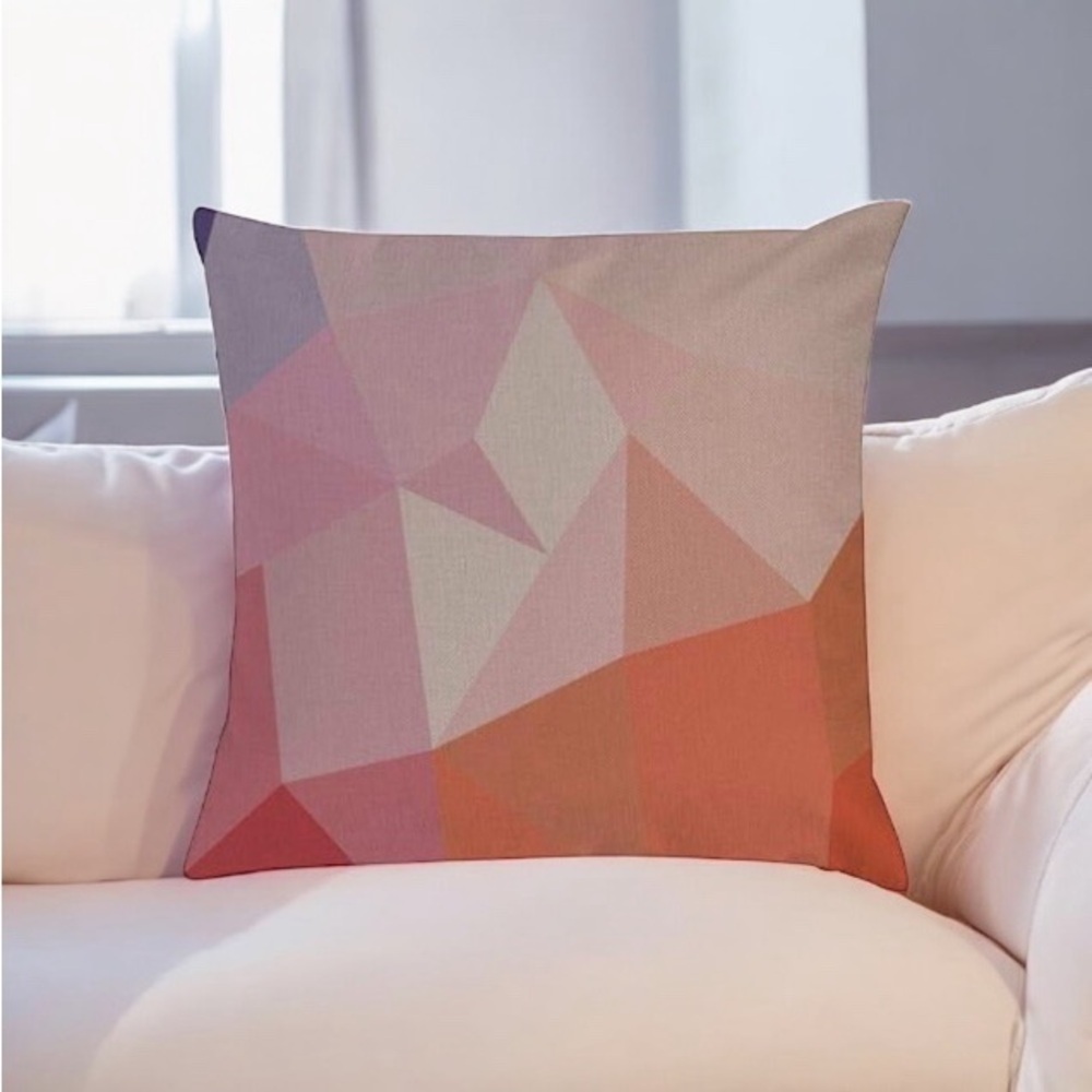 Modern Geometric Multicolor Throw Pillow Cover, 18”x18”